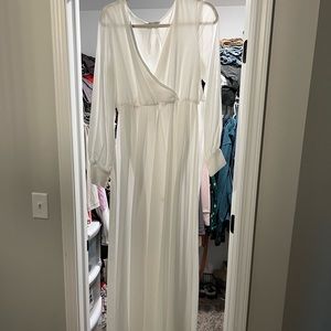Maxi white wrap dress - XL